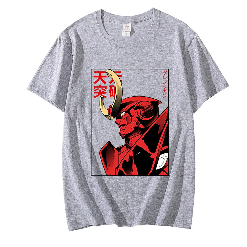 Футболка мужская хлопковая оверсайз модная тенниска с рисунком аниме Tengen Toppa Gurren