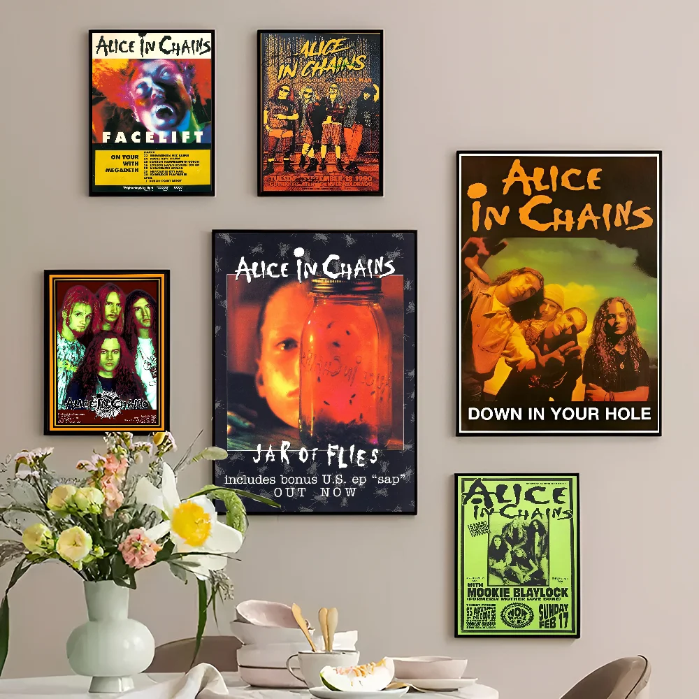 A-Alice I-In C-Chains Ретро Стиль Плакат Наклейки HD Качественный Клей Изображение Для