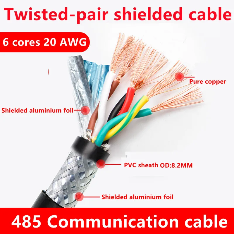 6-жильный 20AWG 22AWG 18AWG 24AWG 16AWG 17AWG 5 метров 485 провод связи сигнала RVSP чистая медная стандартная проволока