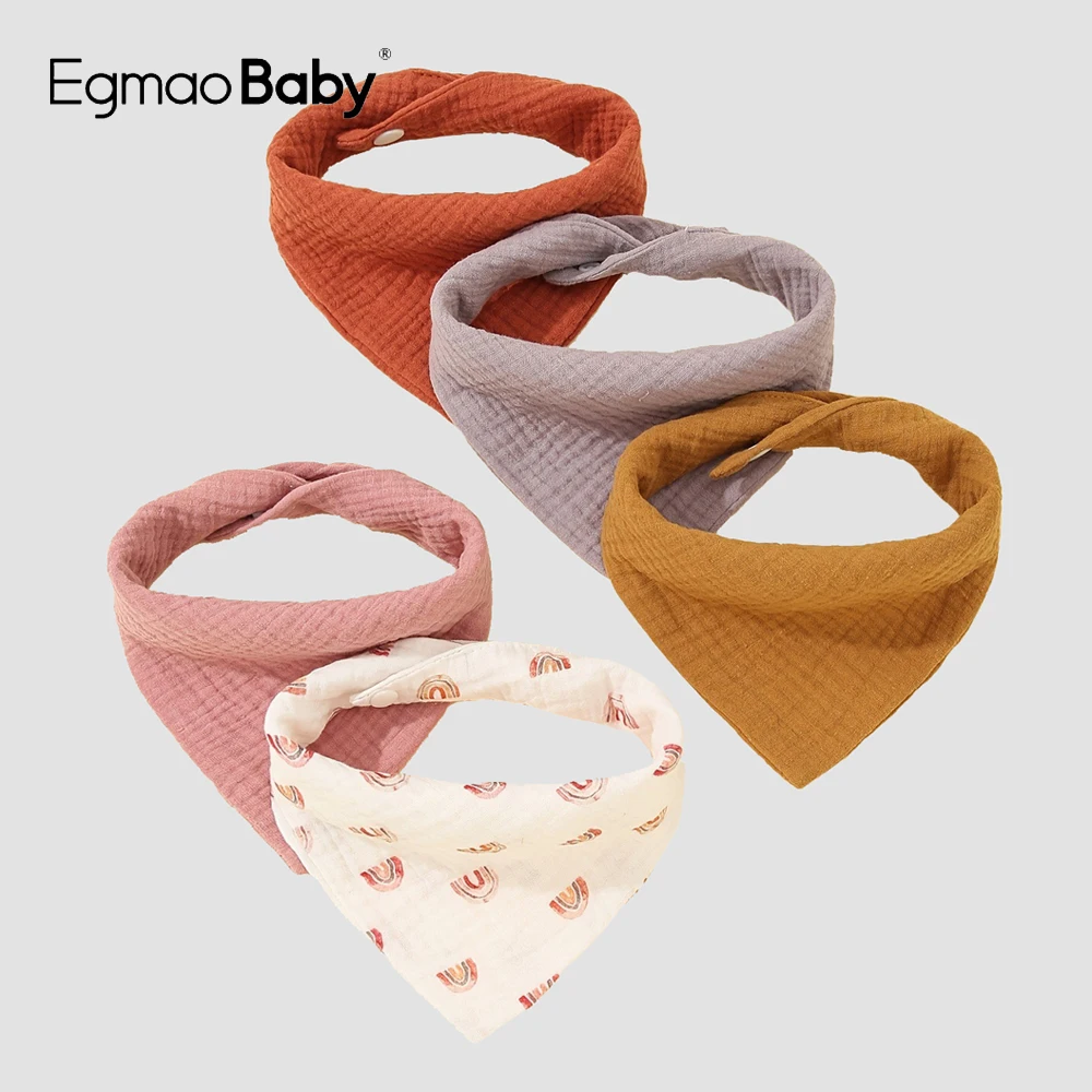 

5Pcs Baby Bibs Infant Cotton Bib Newborn Triangle Scarf Feeding Saliva Towel Bandana Burp Cloth Boys Girls Shower Gift