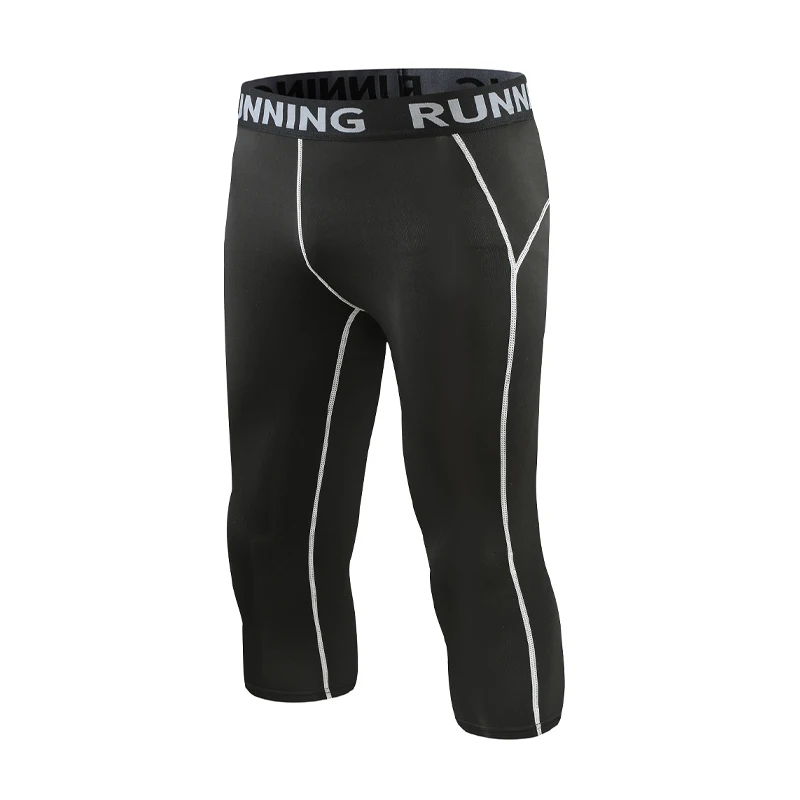 

Для мужчин 3/4 Спортивные Компрессионные Леггинсы для бега с принтом плотно обрезанный брюки пять цветов тренажерный зал впитывает пот и Шта...