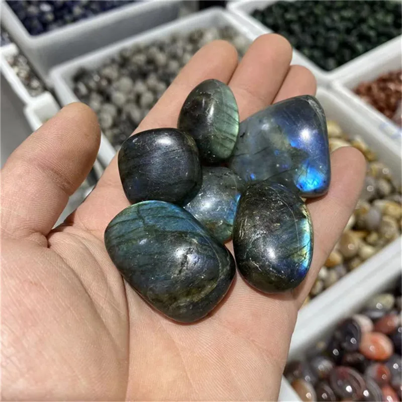 

20-30mm Healing Crystals Gemstone Natural Blue Flash Labradorite Crystal Tumbled Stones For Home Decoration