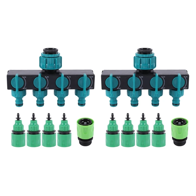 

Garden Irrigation 4-Way Tap Hose Splitter Garden Drip 4/7 or 8/11 Hose Fittings Pipe Connector Irrigation Set 2 Set