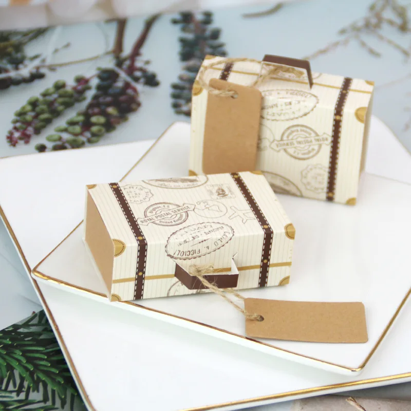 

7.8x3x2cm Party Gift Cardboard Paper Boxes For Cookies Travel Suitcase Candy Box Kraft Paper Storag Snack Mystery Box 2022 New