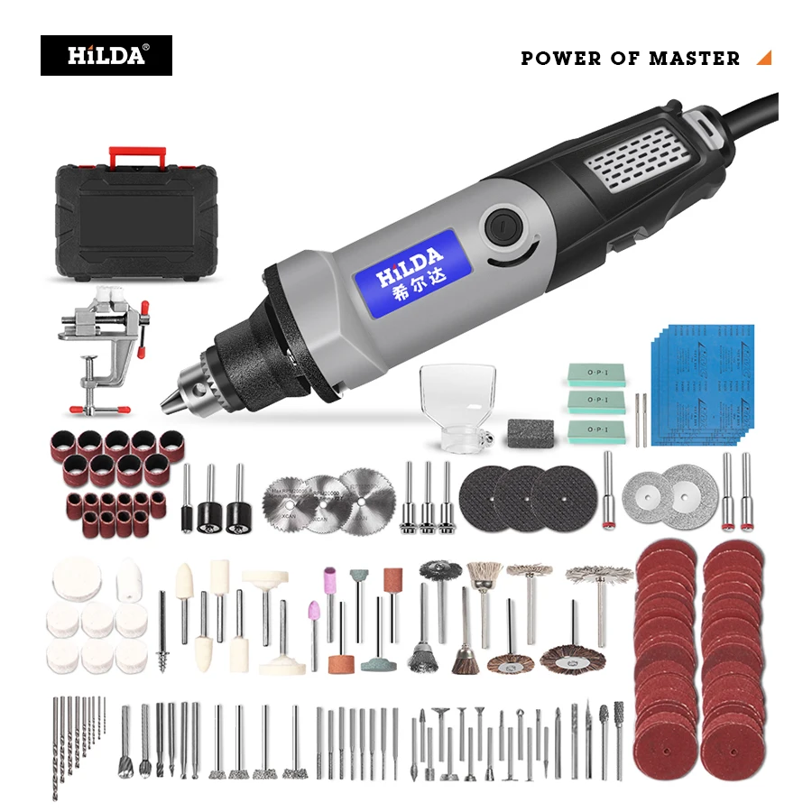HILDA Electric Drill Mini Engraver Rotary Tool 200/400W Mini Drill 6 Position Rotary Tools Mini Grinding Machine
