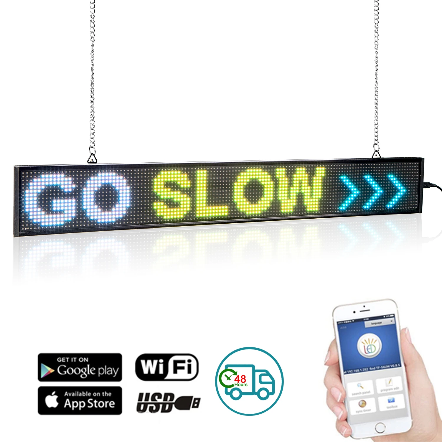 

66 см P5 Автомобильный светодиодный дисплей SMD 5 В/12 В RGB WiFi плата и ПК Программируемый Прокрутка сообщения светодиодный рекламный знак экран