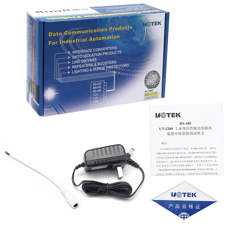 Ретранслятор UOTEK промышленный класс Φ RS 485 RS485 с оптической изоляцией 600 Вт вспышка