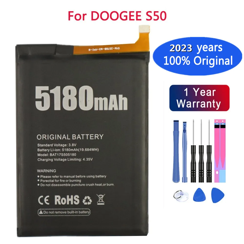 

2023 Years 100% New Original High Quality Battery For DOOGEE S50 5180mAh Long Standby Time BAT17S505180 Replacement Bateria