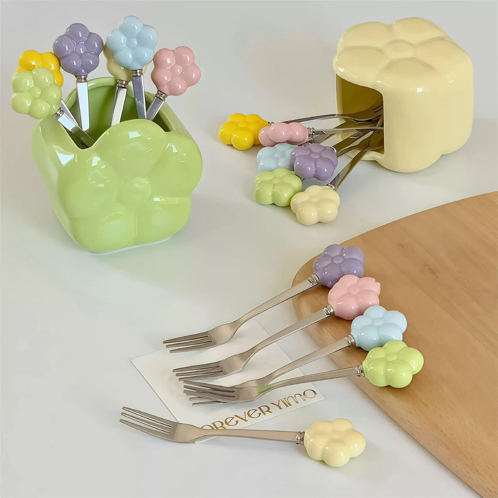 Креативная вилка из нержавеющей стали в корейском стиле милая форма цветка