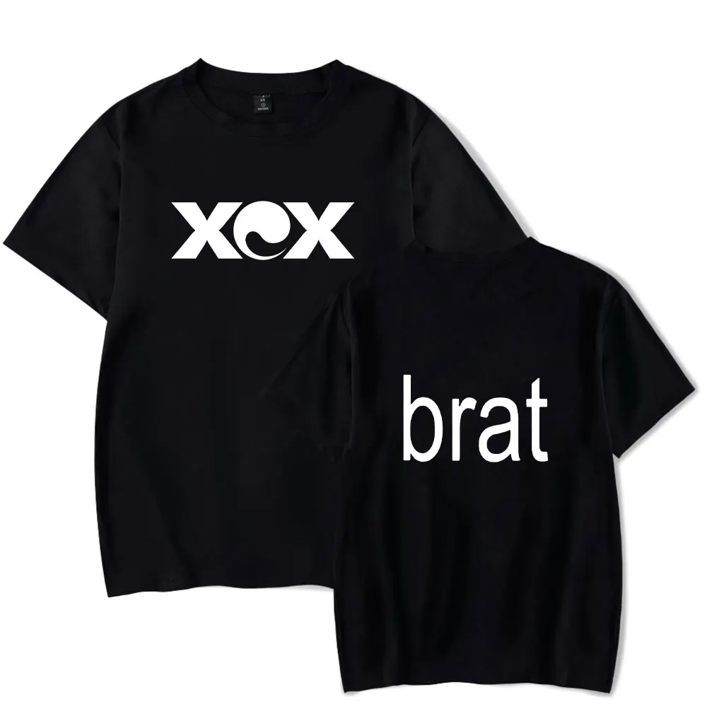 Футболка Charli XCX с логотипом Merch brat топ коротким рукавом и круглым вырезом для