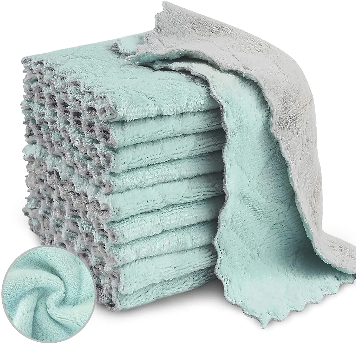 

5pcs Double-layer Absorbent Microfiber Kitchen Dish Cloth Non-stick Oil Household Cleaning Cloth Wiping Towel Home Kichen Tool