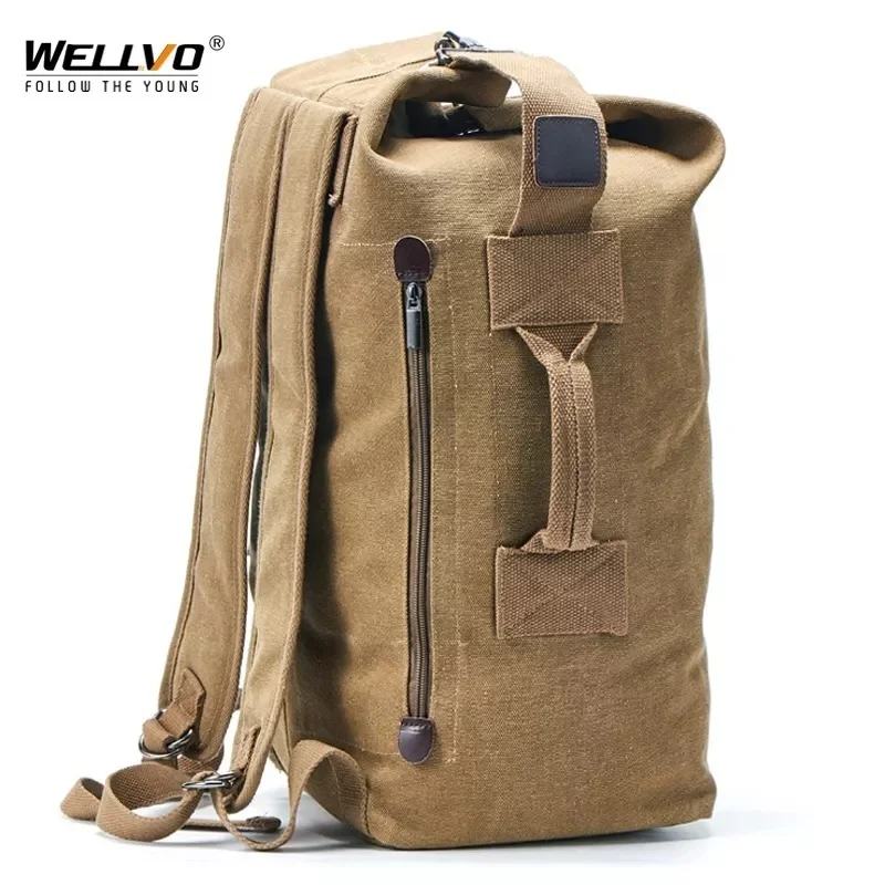 

Large Man Travel Bag Mountaineering Backpack Male Luggage Canvas Bucket Shoulder Army Bags For Boys Men Backpacks mochilas XA88C