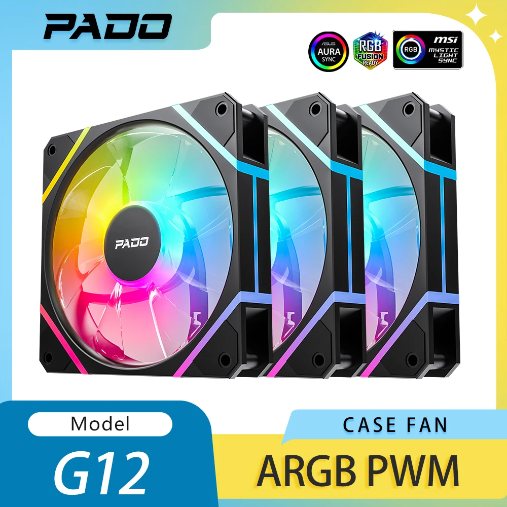 

Aigo G12 Rgb Fan coolers ventilador Fans Pado 120mm 4pin PWM computer case cooler 3pin 5v Argb Mute CPU cooler fan