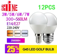 12pcs led bulb lamps g45 e14 e27 ac220v 240v light bulb real power 7w 6ww 5w 3w lampada living room home led bombilla