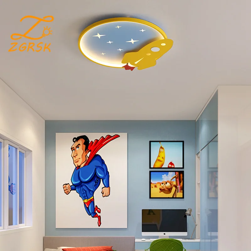 

LED Rocket Ceiling Living Room Lights Acrylic Lampshade Ceiling Lamp Children Baby Girls Boys Kids Bedroom Lighting Chandeliers