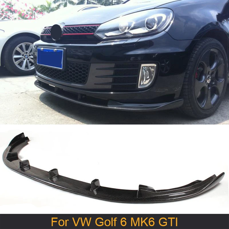 

Carbon Fiber Front Bumper Lip Spoiler Apron For Volkswagen VW Golf 6 MK6 GTI 2010 - 2013 Car Front Bumper Lip Chin Black FRP