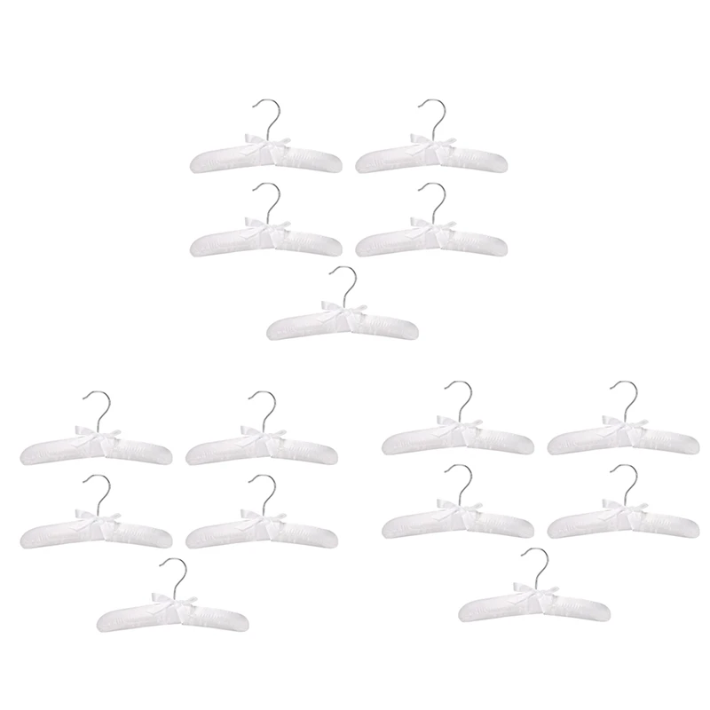 

15Pcs Luxury Satin-Padded Children's Clothes Kids' Cloth Hook Hanger Wardrobe Organiser--White