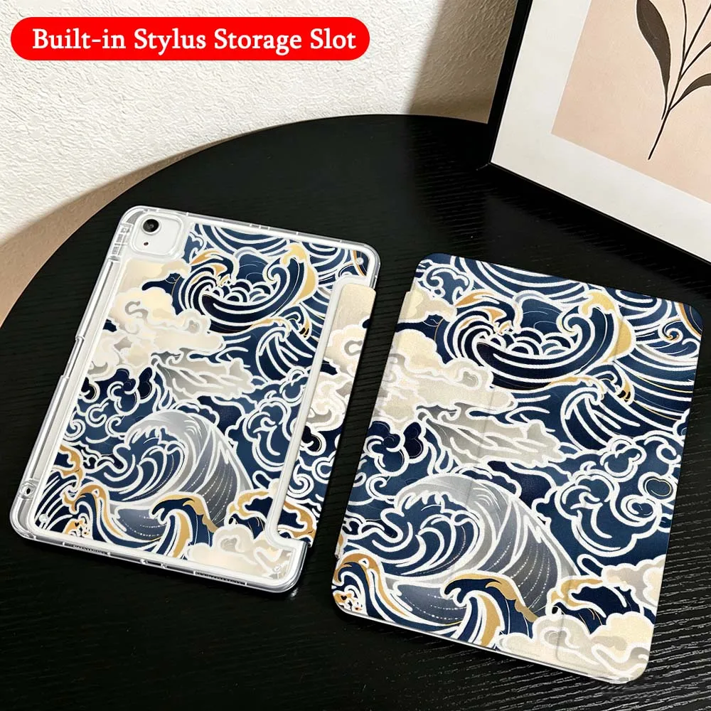 Фото Прозрачный Y-образный складной чехол для планшетов Blue Wave Cloud для iPad Mini Pro Air 5, 6, 7, 8, 9, 10, 11-го поколений, 9.7, 10.9, 13 дюймов №1