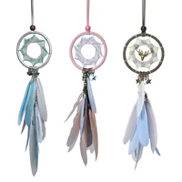 deer shape dream catchers hangings car charm rear view mirror accessories dreamcatcher with grey feathers hangings decoration
