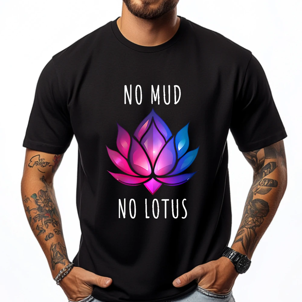No Mud Lotus Hinduism Новая футболка на заказ Футболка с фигурками Дизайнерская Мужская