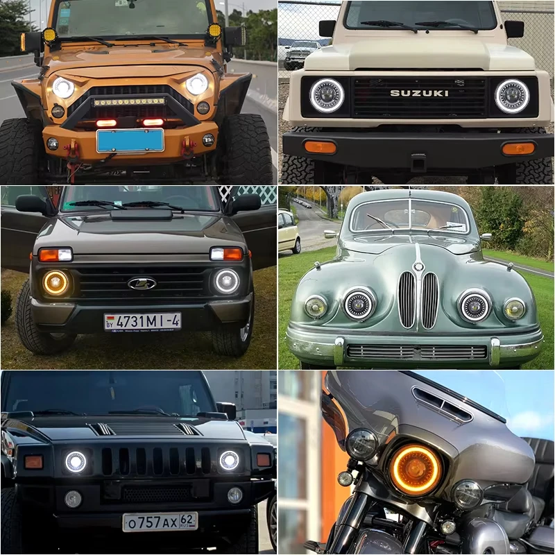 7-дюймовые светодиодные фары с указателем поворота 4x4 круглые для Land Rover Defender Lada Niva