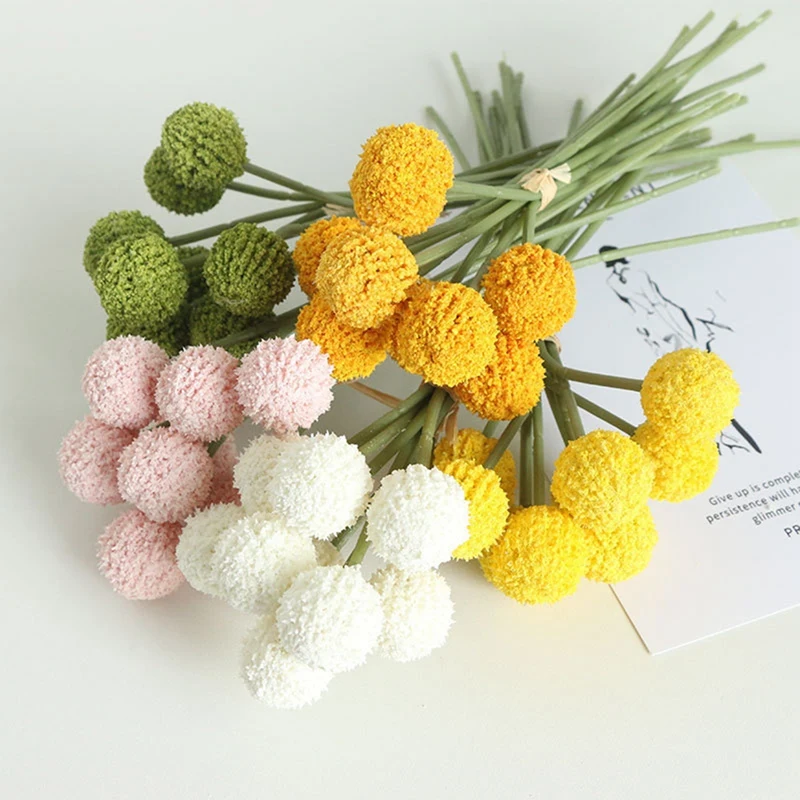

9 Pcs Golden Ball Artificial Flower Ball Plastic Fruit Bouquet Living Room Table Wedding Decoration Fake Flower DIY