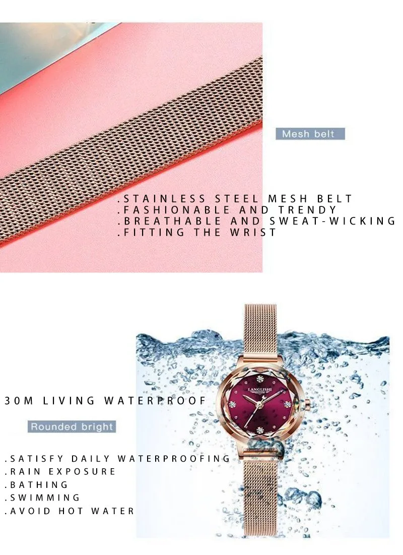 New Hot Selling Waterproof Reinforced Glass Mirror Face Women's Quartz Mesh Band Watch Exquisite Trend Engagement Holiday Gift enlarge