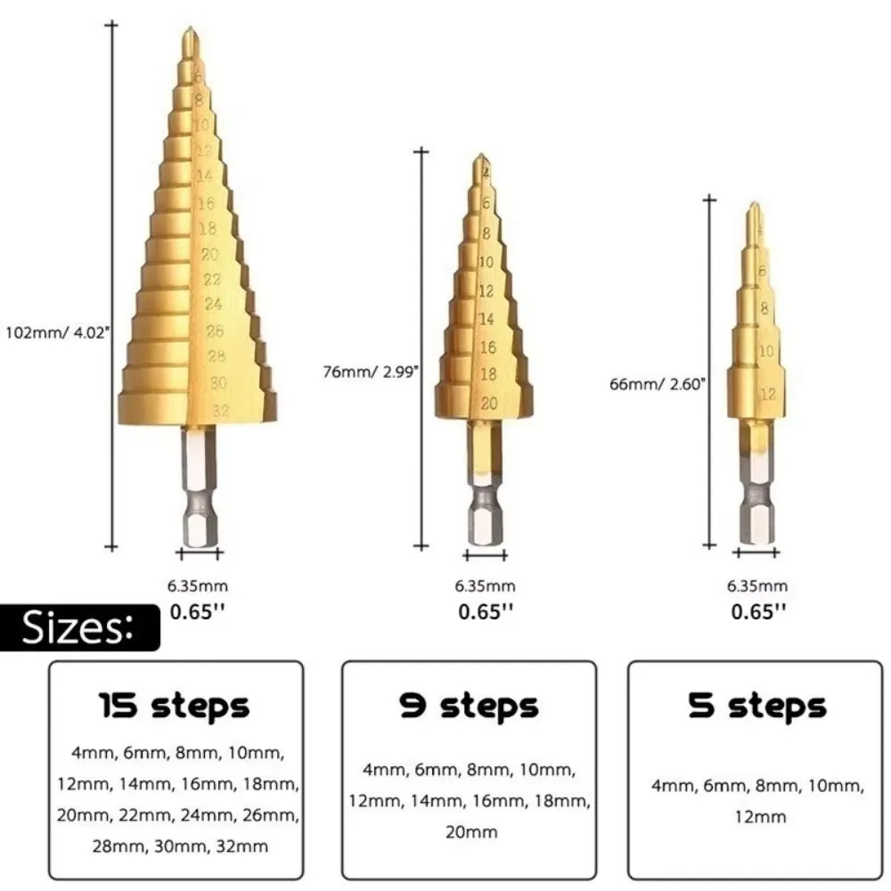 Фото Perfect Steel Step Cone Titanium Drill Bit Tool Hole Cutter Tools Home Supplies №2