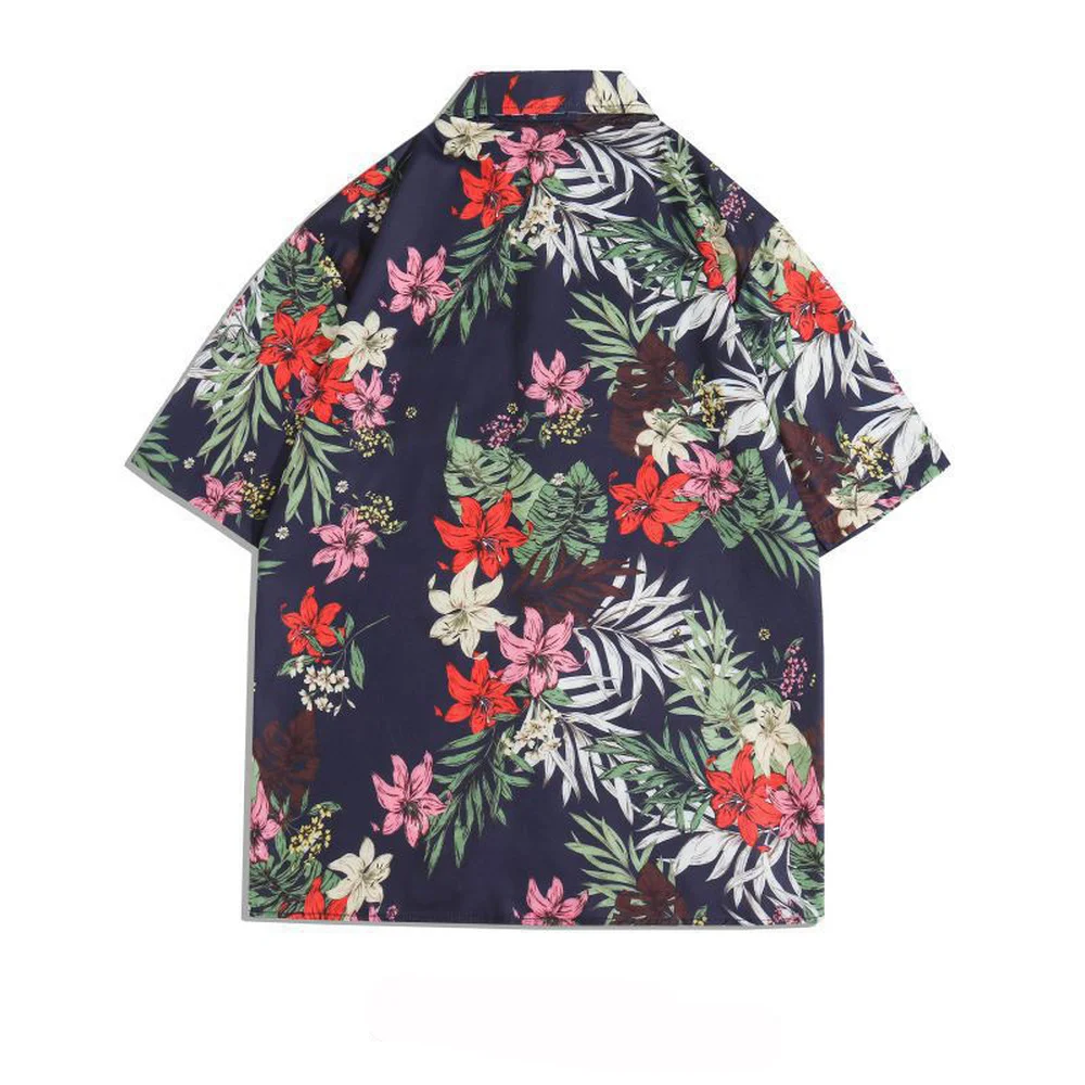 ERIDANUS Summer Floral Short-sleeved Shirt Retro ALOHA Hawaii Shirt for Men Women Same Style Printing Wild Beach Shirt MCS194