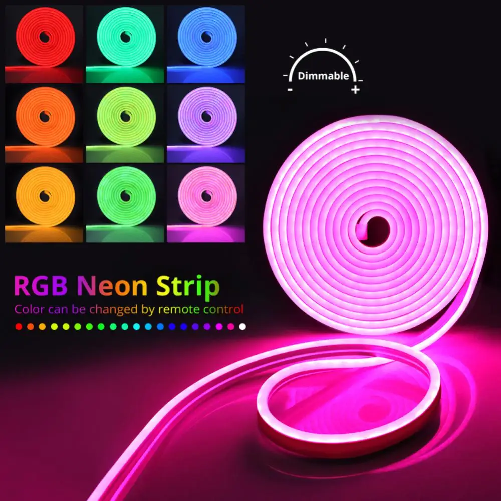 

LED Neon Strip Lights 12V Dream Color Rainbow Waterproof WS2811 Flexible Lamp Tape Tuya APP WiFi/Bluetooth Control Alexa