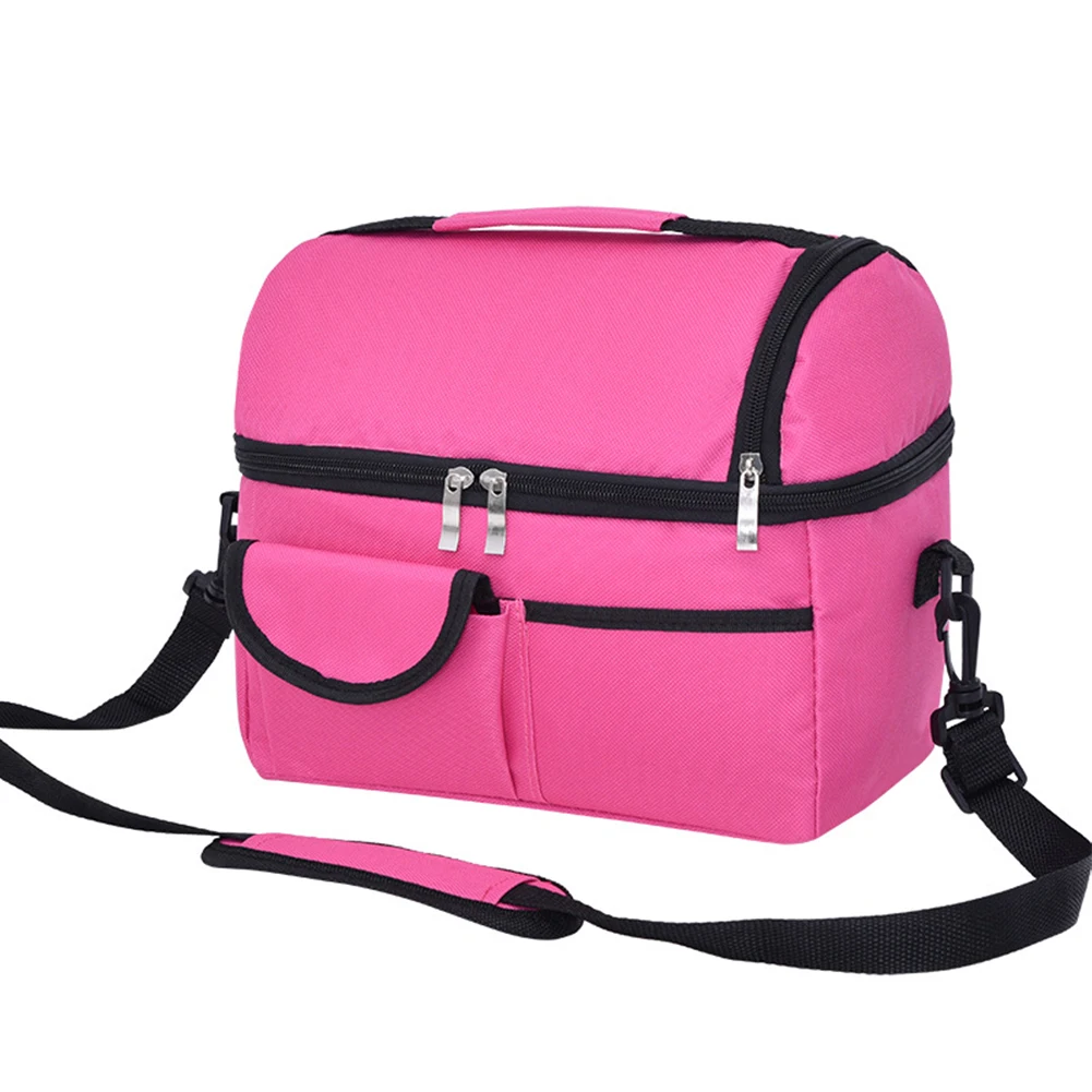 

Travel School Double Layer Camping Large Capacity Food Lunch Bag Insulated Cooler Adult Storage Zipper Portable Kids Picnic Tote