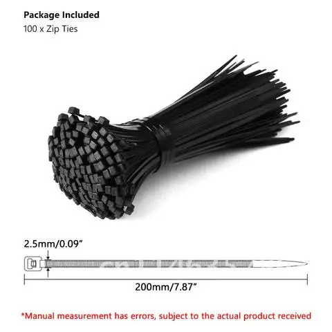 Нейлоновые кабельные стяжки 100 шт. прочные сверхмощные нейлоновые на молнии