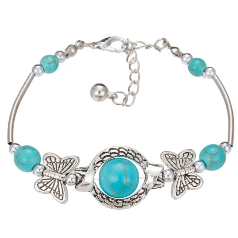 

Boho Butterfly Bracelet Beaded Bracelets Turquoise Alloy Stretch Handmade Women Men Jewelry Accessories Bangle Bohemian Gift