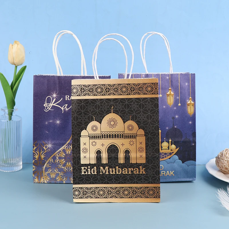 

10Pcs hot selling kraft paper Ramadan Kareem Kids series gift bags Eid Mubarak Moslim Levert Packs Party Papier