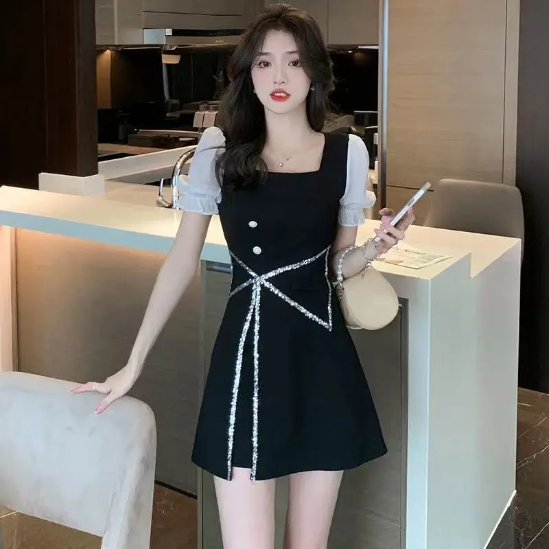 

Women's Dress Sequin Clothing Party Evening Rhinestone Short Prom Female Dresses 2023 Mini Mesh Cheap Casual Promotion Xxl Xl X