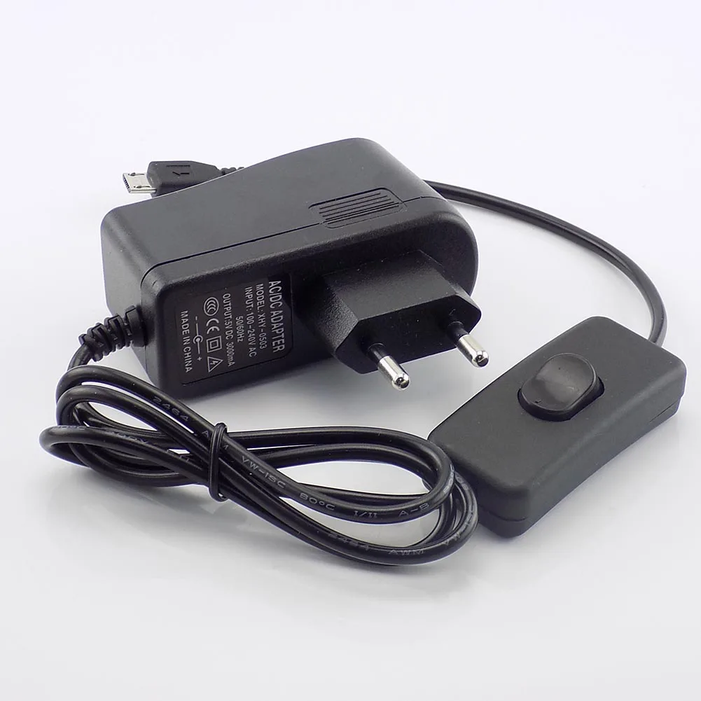 Адаптер питания Micro USB AC to DC 5V 3A 3000mA зарядное устройство трансформатор для Raspberry Pi