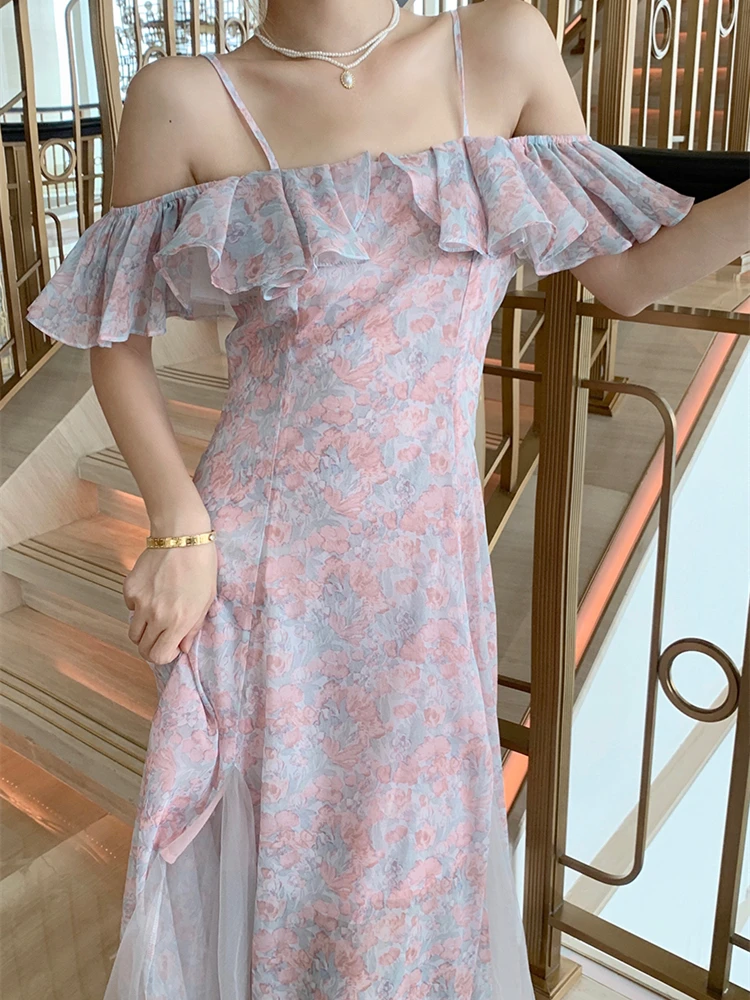 

Summer Off Shoulder Dress For Women Maxi A Line Party Elegant Printed Fashion Outfits Clothing Dresses