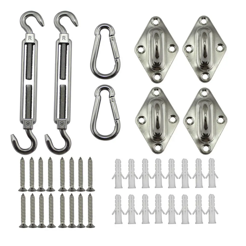 

Stainless Steel Sun Sail Kit Anti-Rust Hardware Kit with Rope Outdoor Shade Installation Set Tool