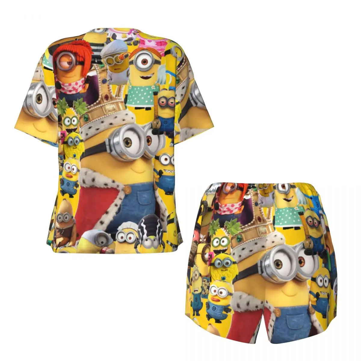 Комплект пижамный женский из 2 предметов мультяшный анимационный Миньон шорты с
