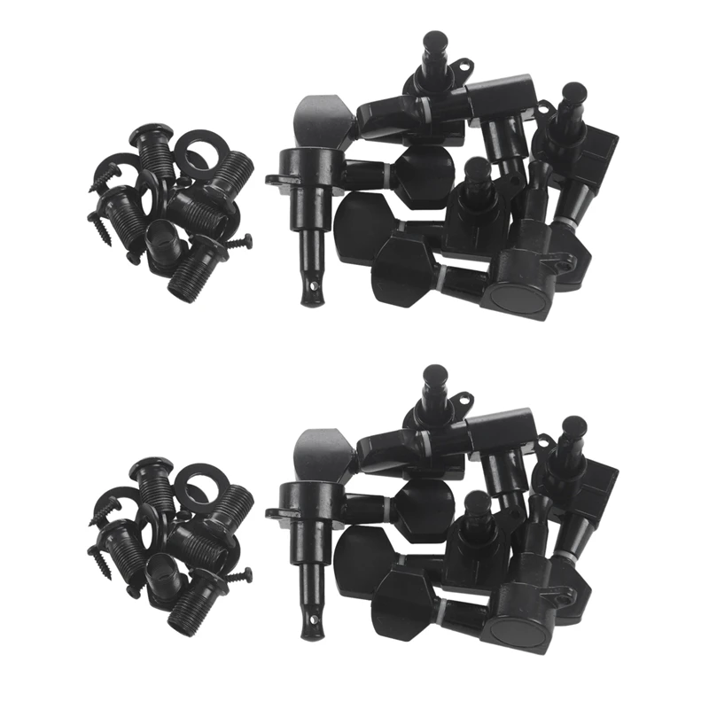 

Hot AD-2Set Guitar Sealed Small Peg Tuning Pegs Tuners Machine Heads For Acoustic Electric Guitar Guitar Parts( Black 6R6L)