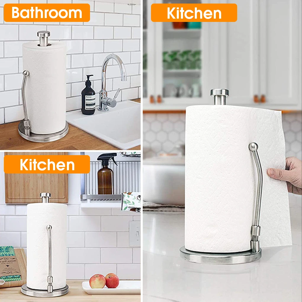 

Stainless Steel Bathroom Kitchen Paper Towel Storage Vertical Holder Living Room Stand Household Countertop Home