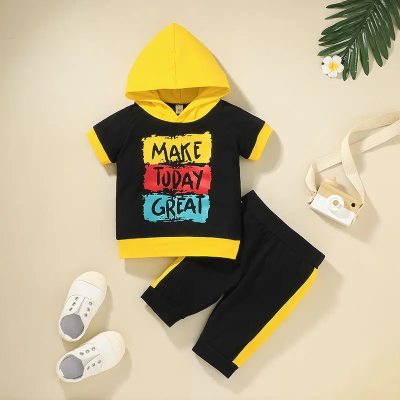 

Baby Boys Clothes Set Infant Hoodie Top + Solid Trousers 2 PCS Suit Make Today Great Cotton Casual Outfits Toddler Clothing Set