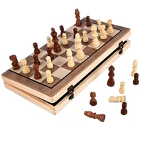 international chess checkers set 2 in 1 wooden family travel board games with magnetic chessman folding chessboard backgammon