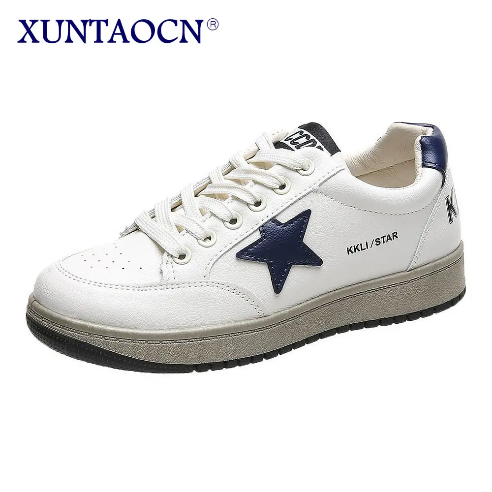 

Soft Leather White Shoes Female 2022 Student All-match Flat-bottomed Star Canvas Shoes Ins Fashionable Street Shoes