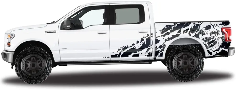 

Factory Crafts Nightmare Side Graphics Kit 3M Vinyl Decal Wrap Compatible with Ford F-150 SuperCrew 5.5 Bed 2015-2017 - Matte Bl