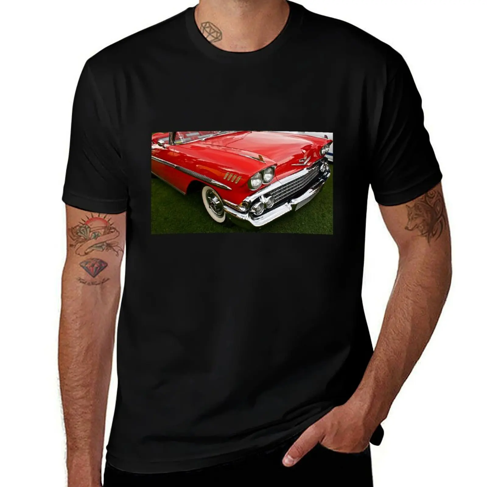 Футболка Red Chevy Impala 1958 года баскетбольные футболки с рисунком на заказ мужские