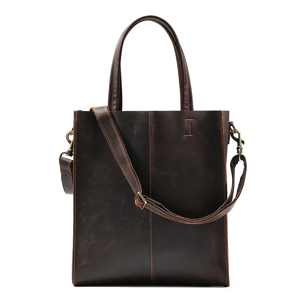 Genuine Leather Shoulder Bag for Women Vintage Messenger Bag Purses and Handbags Luxury Work Purse Shopper Bag Tote 