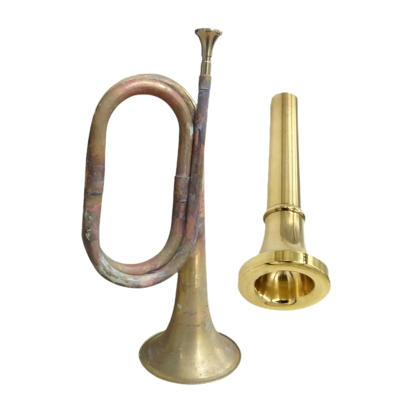 Blowing Bugle Cavalry Trumpet C Classic Mini Brass Instrument Marching for Stage Performance Adults Children Kids