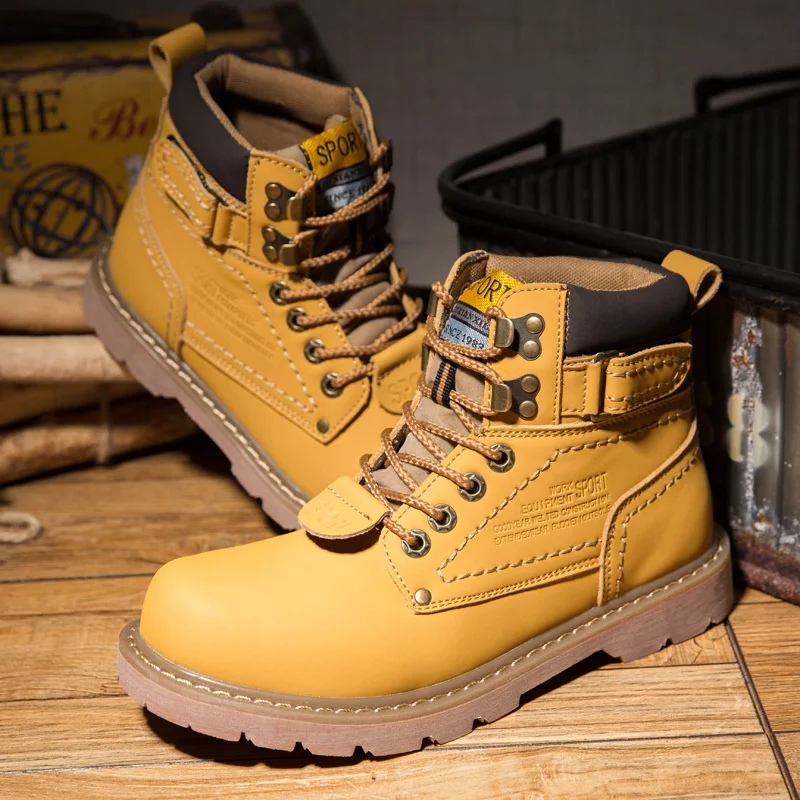 Hiking Shoes High-quality Leather Big Head Non-slip Anti-collision Tooling Shoes Couple Outdoor Leisure  Sneakers Size 35-46