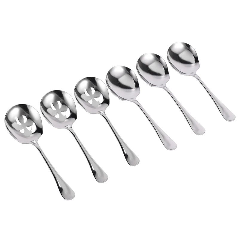 

Dinner Spoon Set, Stainless Steel Buffet Banquet Spoon, Catering, Restaurant Service Tableware,6 Pieces